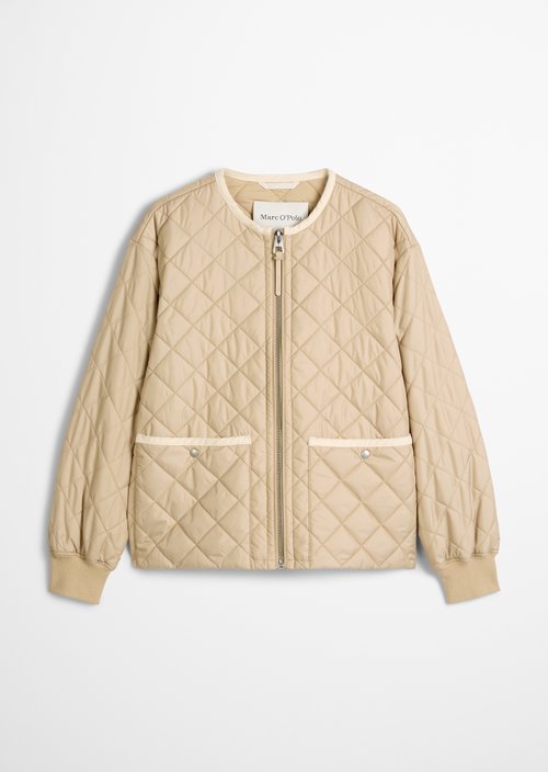Relaxed collarless quilted jacket — Stormy Sand