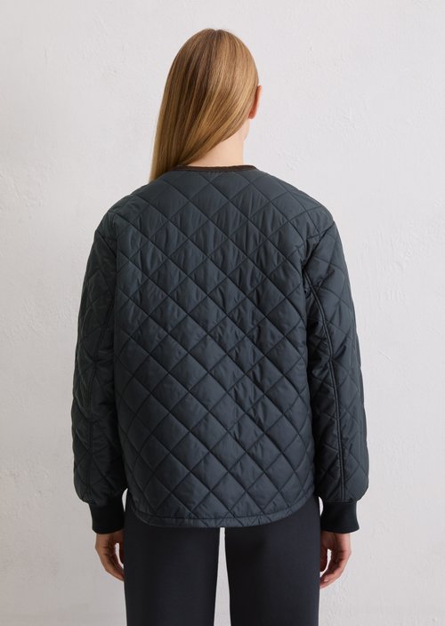 Relaxed collarless quilted jacket — Deep Night Blue (alternate view)