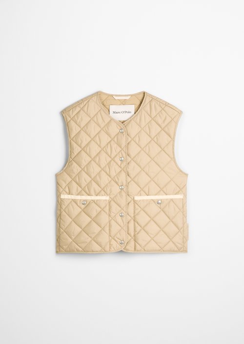 Regular collarless quilted vest — Stormy Sand