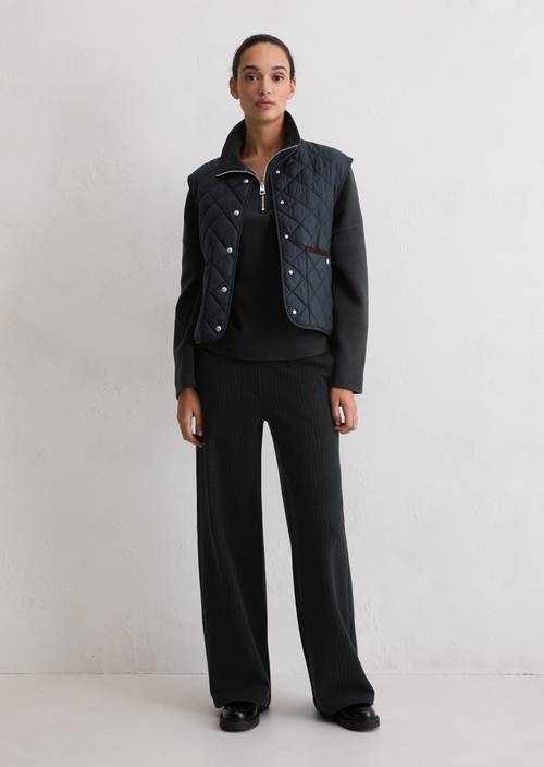 Gewatteerd regular gilet zonder kraag Deep Night Blue in vooraanzicht