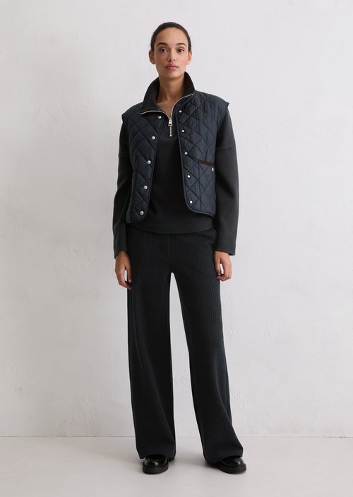 Regular collarless quilted vest — Deep Night Blue