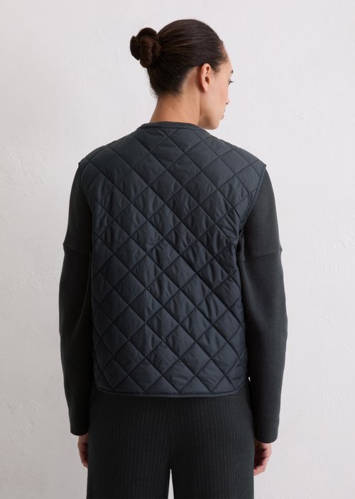 Regular collarless quilted vest — Deep Night Blue