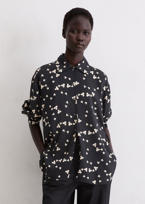 Relaxed print blouse — Dark Blue