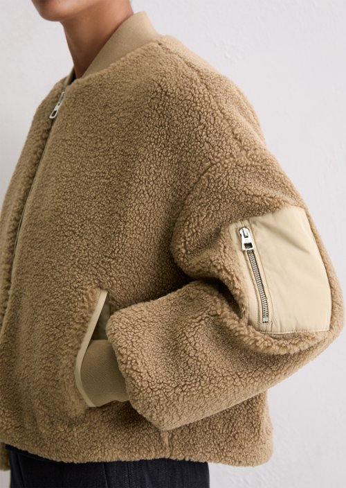Relaxed teddy blouson — Soft Mocca