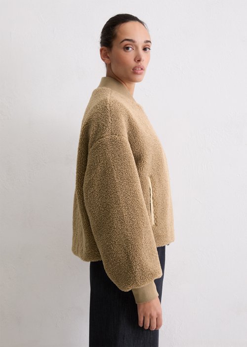 Relaxed teddy blouson — Soft Mocca