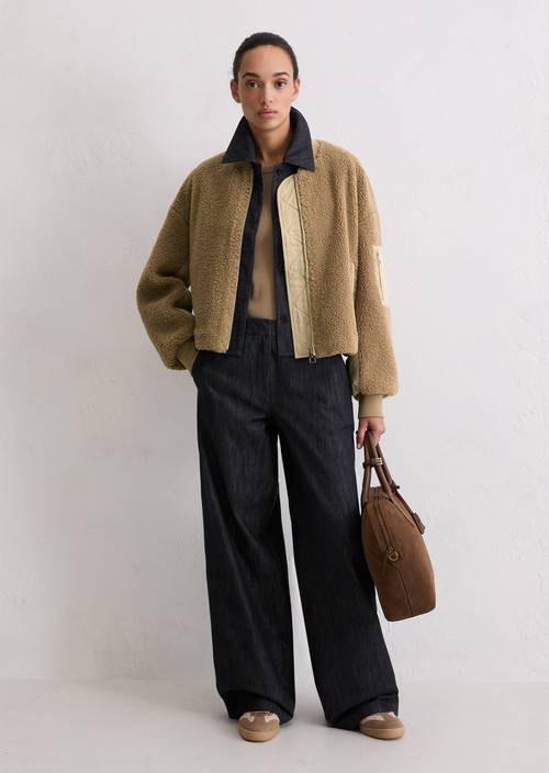 Teddy-Blouson relaxed Soft Mocca en vue de face
