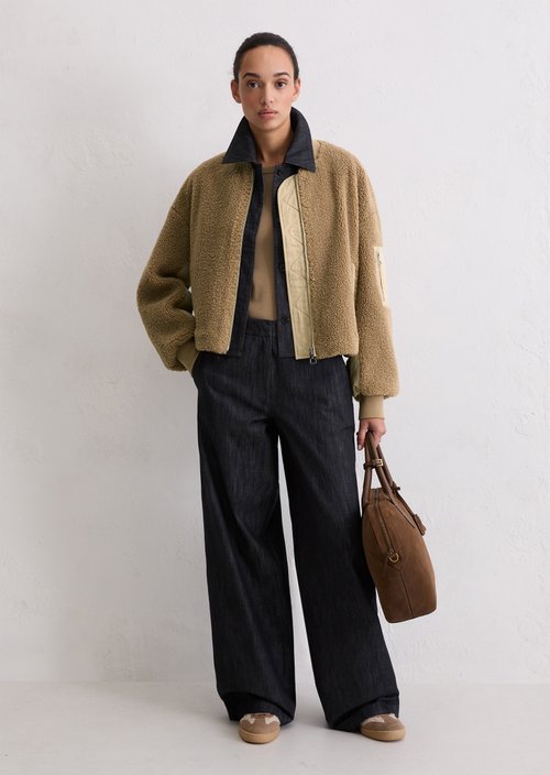 Relaxed teddy blouson — Soft Mocca