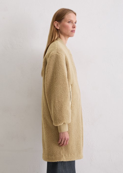 Relaxed teddy coat in blouson style — Soft Mocca