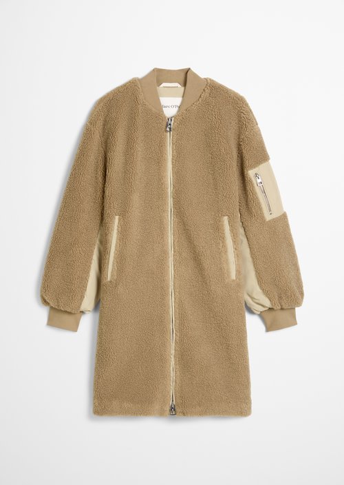 Relaxed teddy coat in blouson style — Soft Mocca