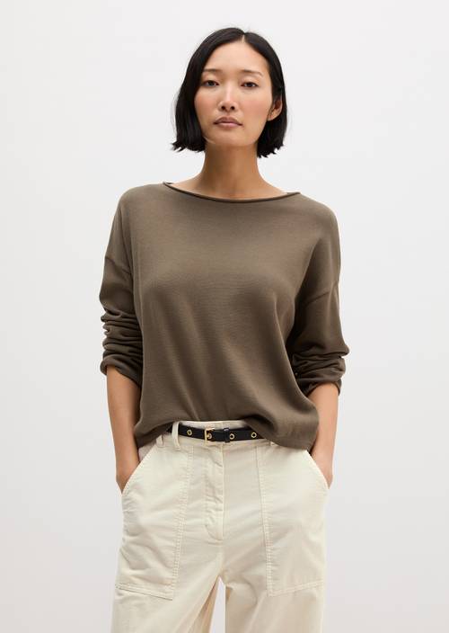 Feinstrickpullover loose Milky Brown en vue de face