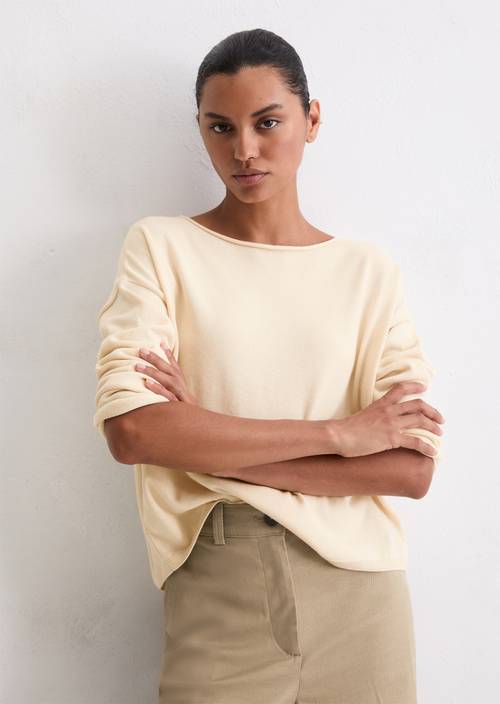 Feinstrickpullover loose Raw Cream in Frontalansicht