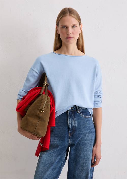 Feinstrickpullover loose Soft Sea in Frontalansicht