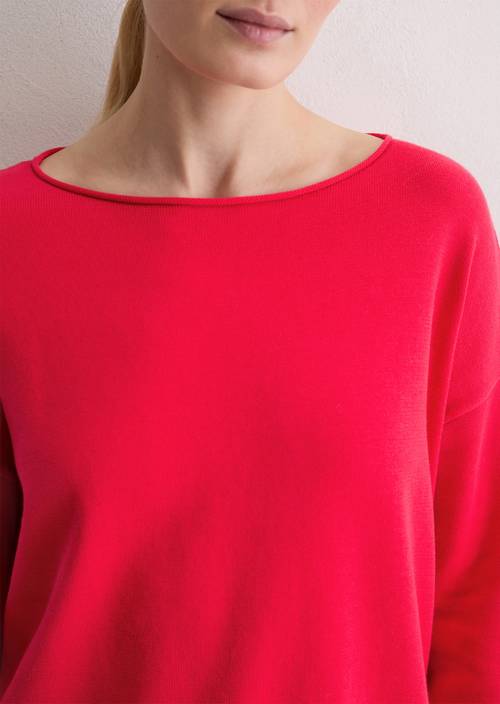 Feinstrickpullover loose Bright Red in Detailansicht