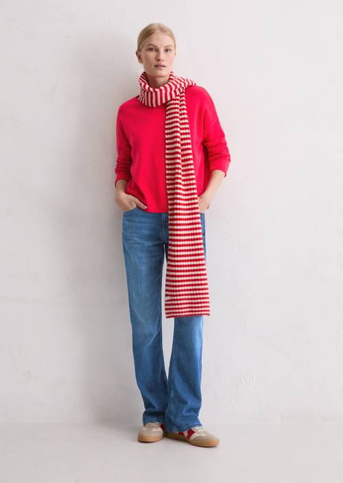 Feinstrickpullover loose Bright Red in Frontalansicht