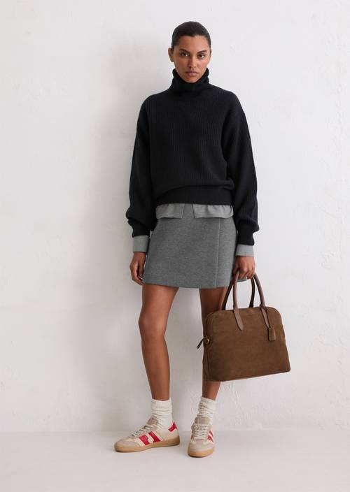 Strickpullover relaxed Deep Night Blue in Frontalansicht