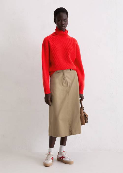 Strickpullover relaxed Bright Red in Frontalansicht