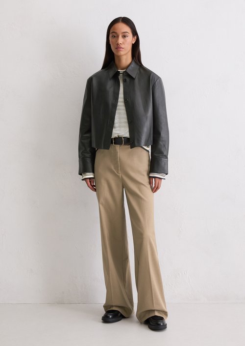Leather shirt regular — Black