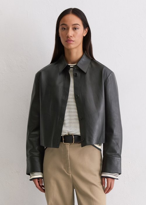 Leather shirt regular — Black