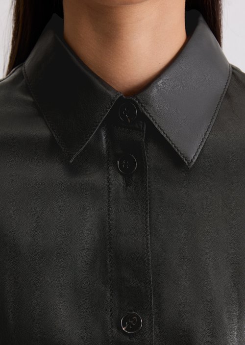 Leather shirt regular — Black