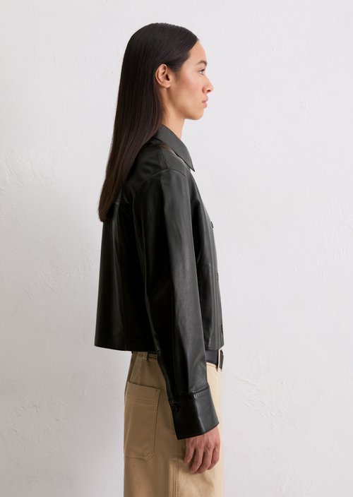 Leather shirt regular — Black