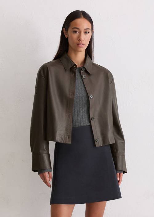 Chemise en cuir regular Dark Chocolate en vue de face