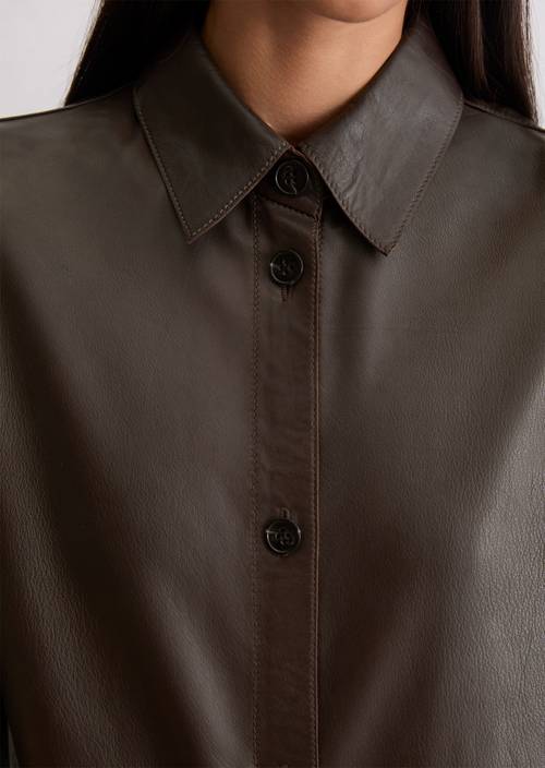 Chemise en cuir regular Dark Chocolate en vue détaillée