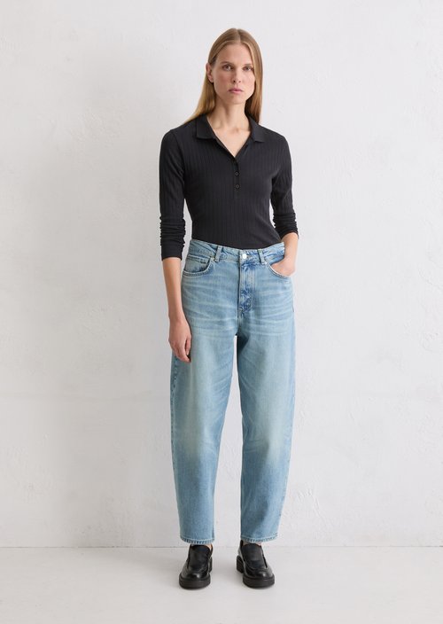 Jeans model Lara barrel cropped — Medium Blue