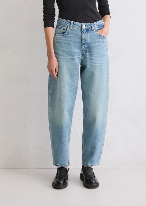 Jeans model Lara barrel cropped — Medium Blue