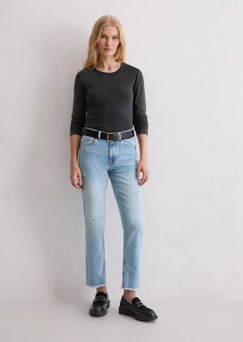 Jeans modello Linde straight cropped Light Blue in vista frontale