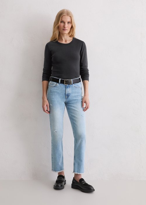 Jeans model Linde straight cropped — Light Blue