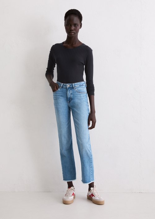 Jeans model Linde straight cropped — Medium Blue
