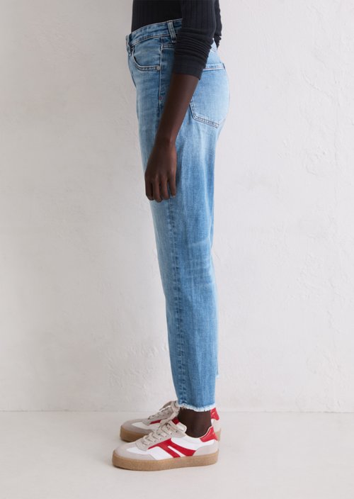Jeans model Linde straight cropped — Medium Blue