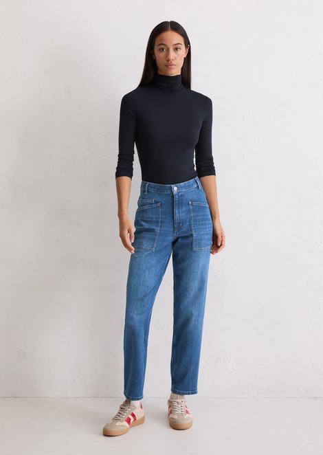 Marc O'Polo Jeans model Iva boyfriend cropped, Dames, blauw, 25/32, 92% Katoen, 6% Elastomeer, 2% Elasthaan
