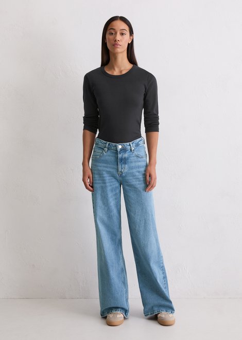Marc O'Polo Jeans model Lania wijd, Dames, blauw, 25/30, 90% Katoen, 9% Polyester, 1% Elasthaan