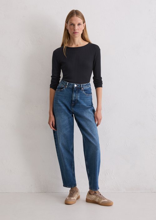 Jeans model Lara barrel cropped — Dark Blue
