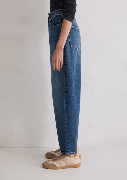 Jeans model Lara barrel cropped — Dark Blue