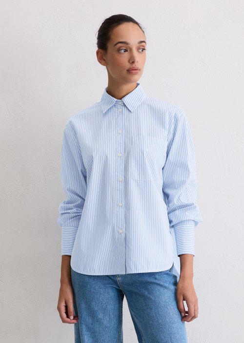 Oversize striped blouse — Bright Blue