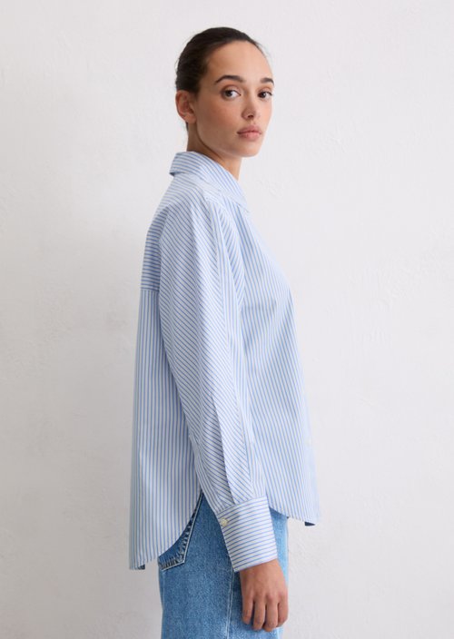 Oversize striped blouse — Bright Blue