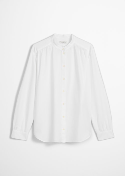 Relaxed stand-up collar blouse — White