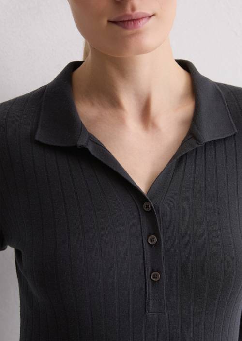 Jersey poloshirt regular Deep Night Blue in detailaanzicht