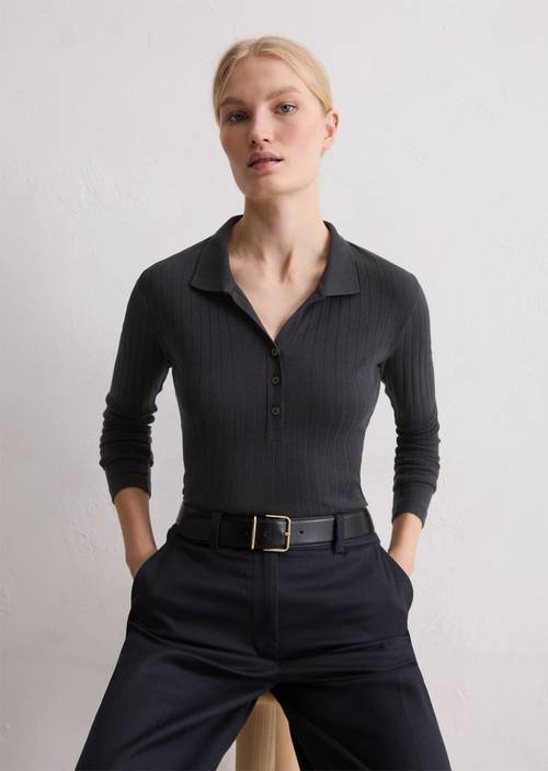 Jersey poloshirt regular Deep Night Blue in vooraanzicht