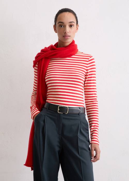 Regular striped longsleeve Medium Red in front view