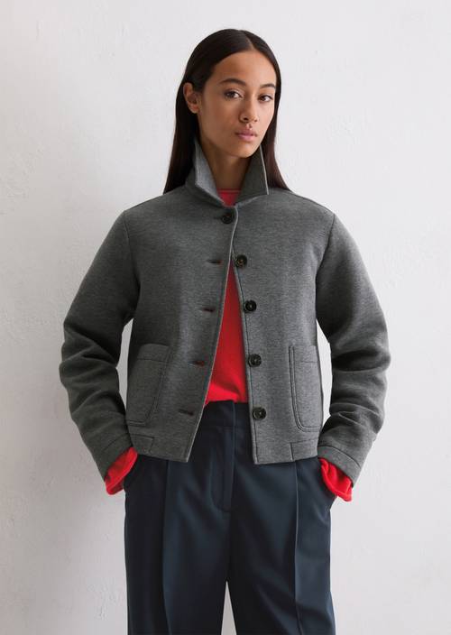 Jerseyjacke regular Warm Granite Melange in Frontalansicht