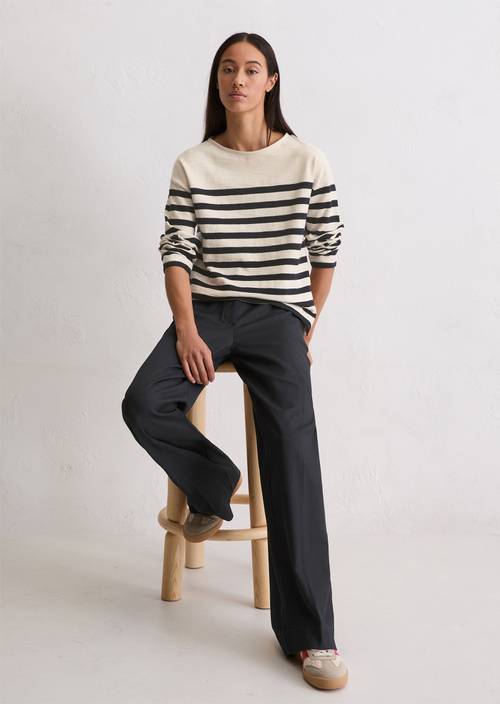 Camiseta de manga larga a rayas Dark Blue en vista frontal