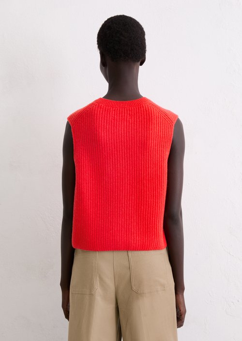 Sleeveless knitted vest slim — Bright Red