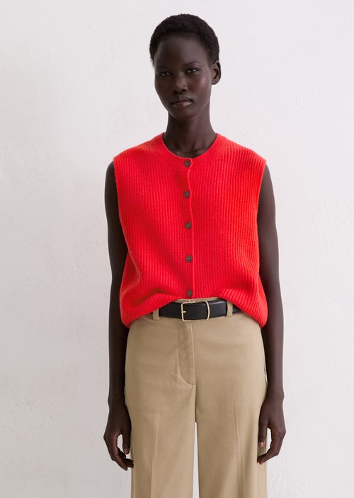 Sleeveless knitted vest slim — Bright Red