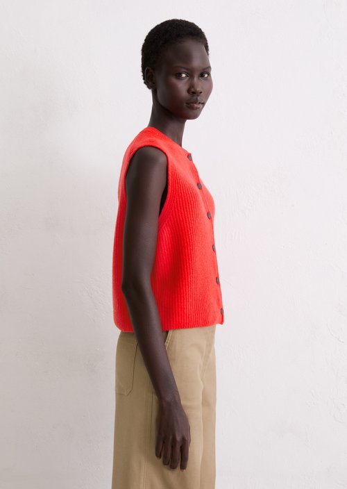 Sleeveless knitted vest slim — Bright Red