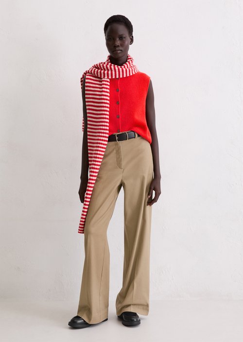 Sleeveless knitted vest slim — Bright Red