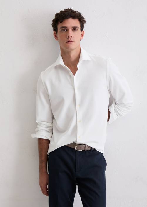 Piqué-Hemd shaped White in Frontalansicht