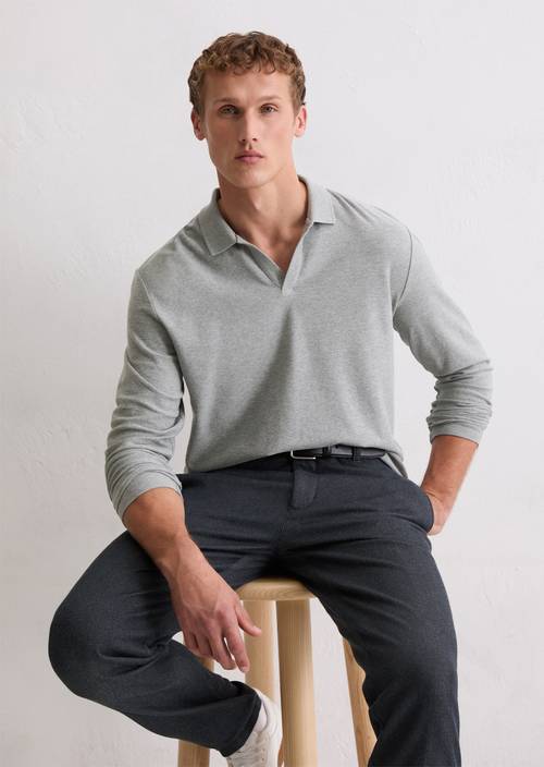 DfC Ottoman polo shirt Cloudy Grey Melange in front view